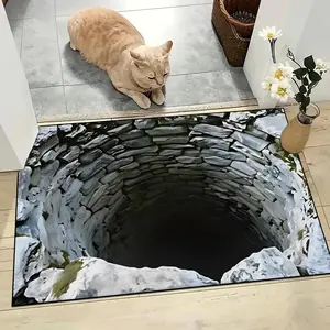 Creative 3D Illusion Visual Rug, 1-count Entrance mat, Non-Slip Door Mat, Abyss 3D Visual Effect High-Definition Printed Rug, Cool, Fluffy Rugs, Soft Comfortable Non-Slip Mat, Machine Washable, for Entry Area, Living Room, Bedroom, Home Decorative Rug