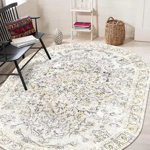 Boho Style Oval Rug, Vintage Style Non-slip Floor Mat, Decorative Carpet for Home Living Room Bedroom, Home Decor, Bohemian Area Rug