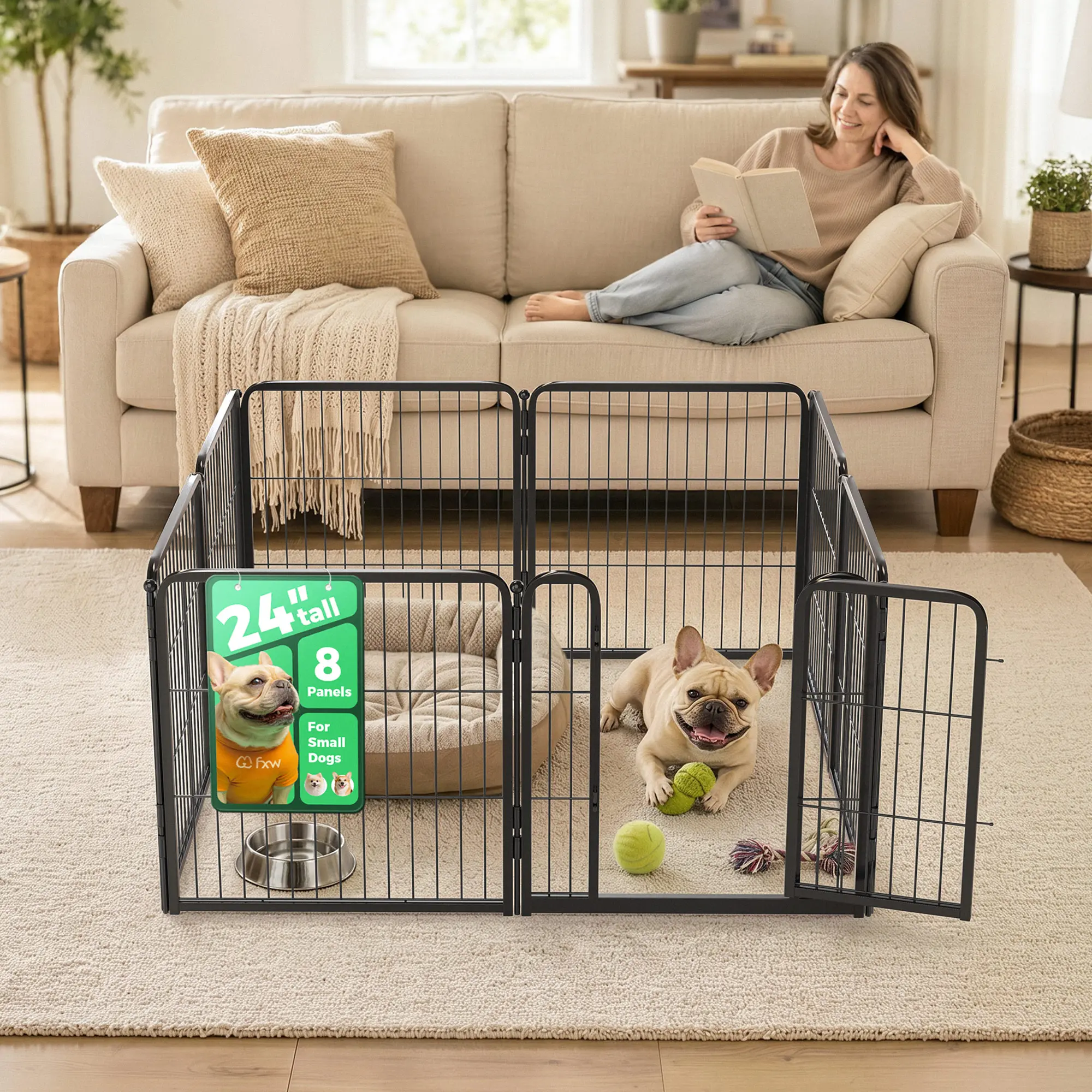 FXW Homeplus Unleashed Indoor Dog Playpen - Durable Puppy Playpen, Puppy Exercise Pen, Stress-Free Safe Play, Heavy Duty, Patented