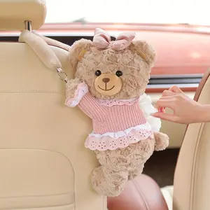 1 Cute Bear-Shaped Car Tissue Box - Adorable Bear Face Design with Hanging Seat Back Holder, Fit for Dashboard//Backseat Organizing Tissues (Compatible for Most Vehicles) - Cute Car Accessory for & s