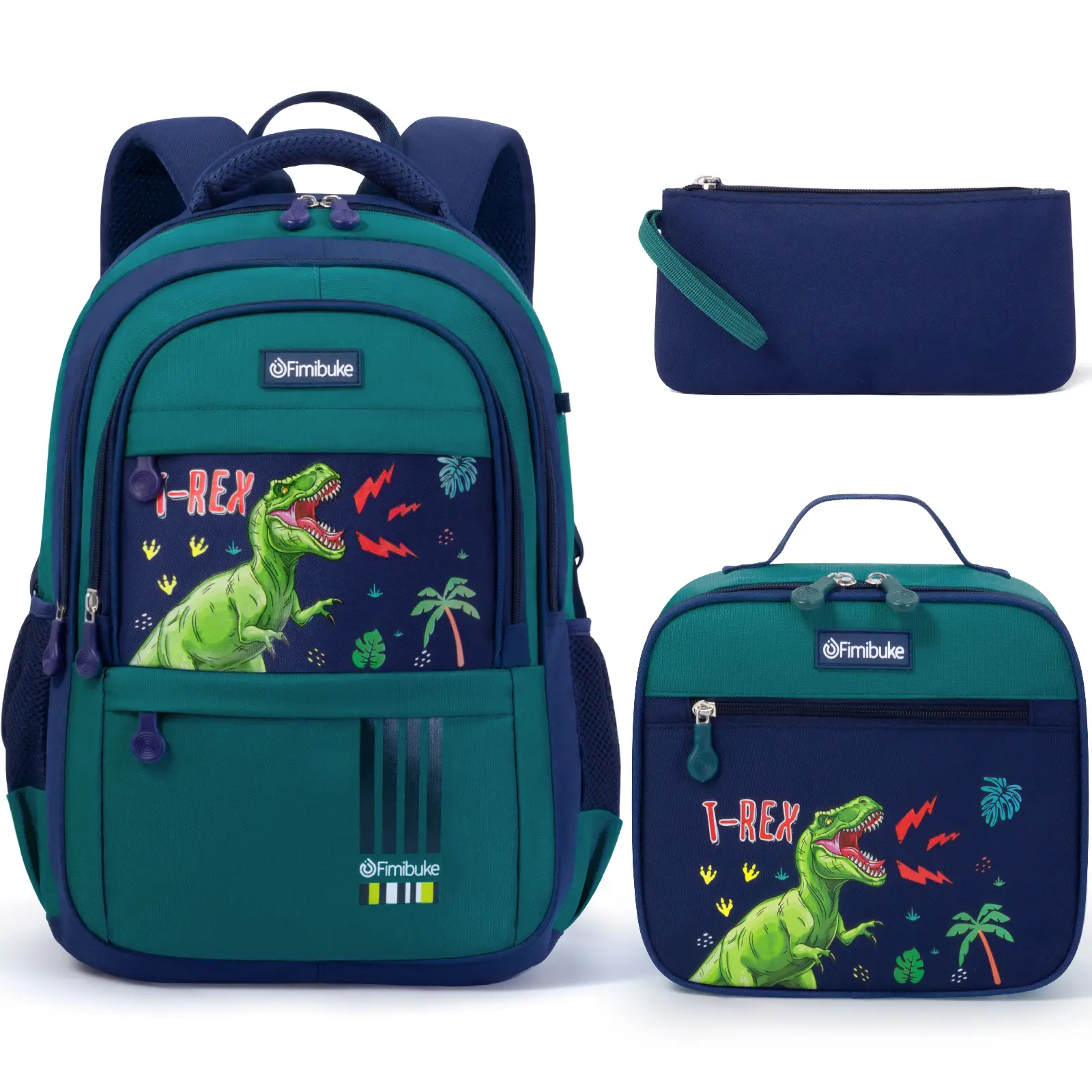 Fimibuke Casual Printed Backpack Set for School, 3Pcs Waterproof Backpack with Lunch Bag & Pencil Bag - School Backpack Bookbag for Middle School Teens Girls, Roomy Interior & Multi-Pockets