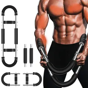 Adjustable Power Twister Bar for Arm Trainer, Chest and Arm Strength Training Equipment for Men, Portable Upper Body Workout Machine for Home Gym Fitness, Shoulder Muscle Training, Portable Spring Resistance