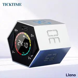 Ticktime Pomodoro Timer Cube for Productivity, ADHD Focus Timer with Pause & Resume, Silent & Sound Alert, Custom Countdown 3/5/10/15/25/30 Min
