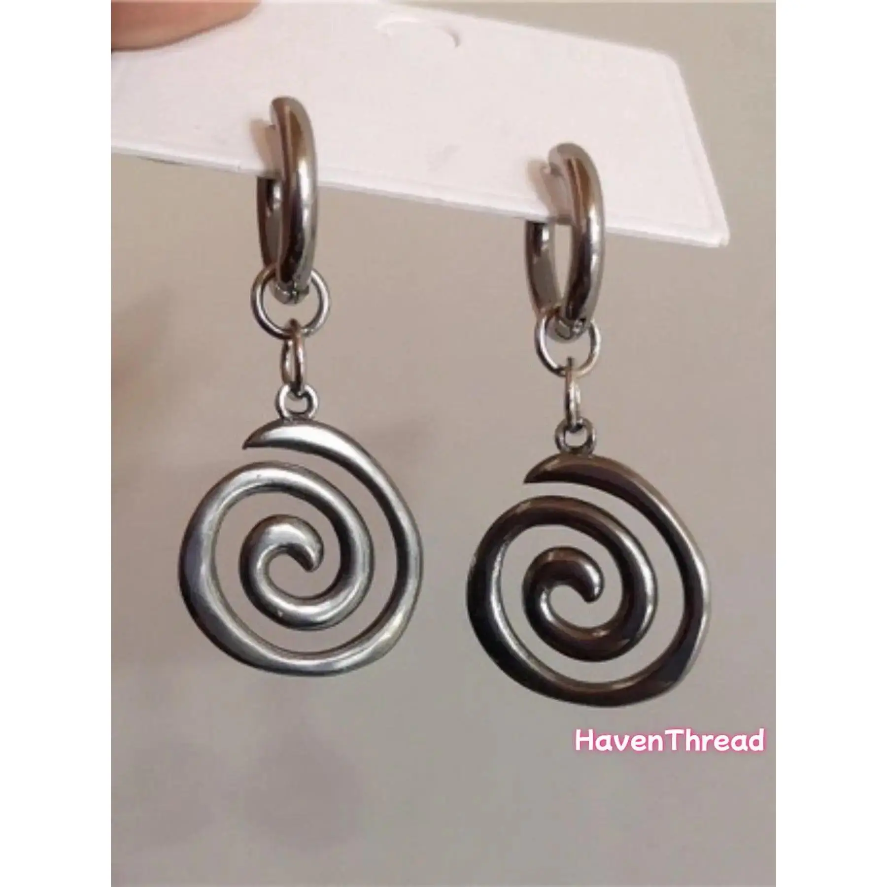 Women's Vintage Geometric Spiral Shape Dangle Earrings - Y2K Fashion Stainless Steel Costume Jewelry, 1-Size-Fits-All, Ideal for Party & Daily Wear, Exquisite All-Match Engagement Gift, One-Size-Fits-All