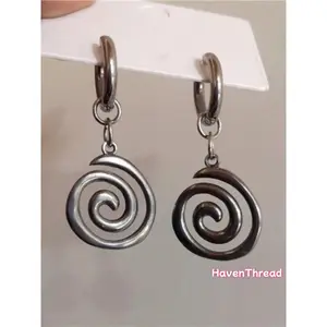 Female Vintage Geometric Spiral Dangle Earrings - Y2K Fashion Stainless Steel Jewelry for Women, Ideal for Party & Daily Wear, Exquisite All-Match Engagement Gift