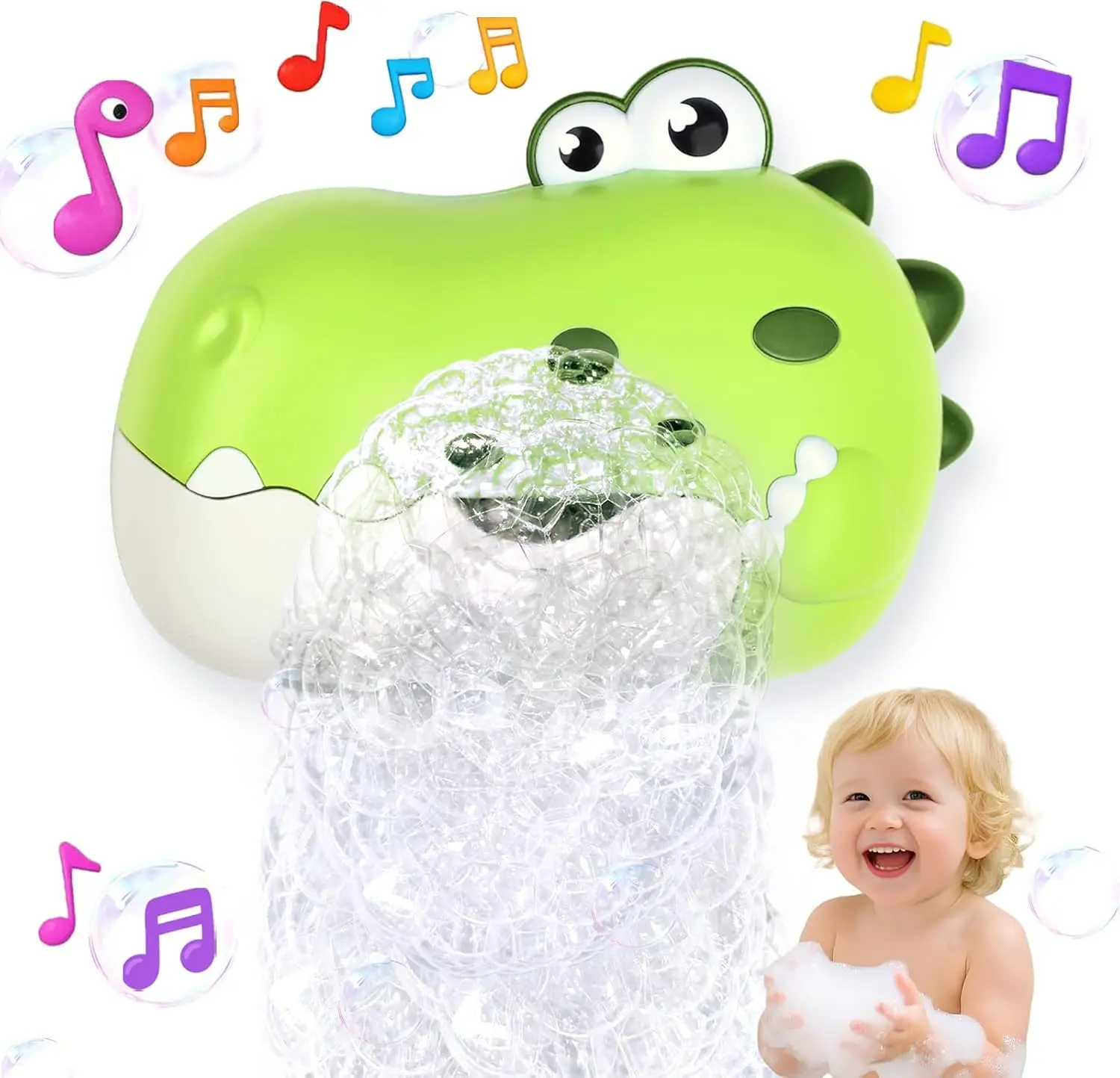 Rechargeable Dinosaur Bath Bubble Machine with Music, Bathtime Bathtub Toy,Bath Toy for Toddlers Birthday Valentines Gifts, Bubble Maker Toys for Kids Ages 3-8 ,Summervibes