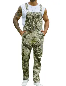OPDNBON Fall Winter Camo Bibs Overalls for Men Adjustable Straps Work Utility Coveralls Camouflage Jumpsuit Pocket Redneck Overall