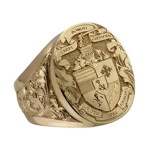 Meraki Golden retro carved Godfather ring, high-end men's engagement wedding ring, birthday gift, hip-hop retro ring
