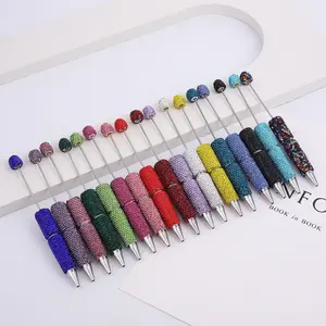 10Pcs Solid Color Full Diamond Bead Pen Premium Handmade Ballpoint Pen Exquisite Office Supplies, Back To School, Best Friend Gifts