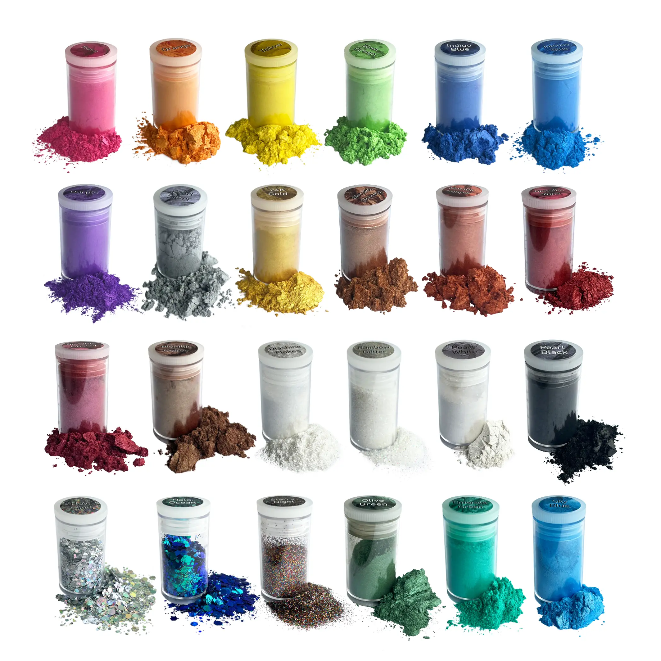 Colorful Pigment Powder Set, 24pcs Mica Powder Pigment Set, DIY Candle & Soapmaking Supplies for Home Decor, Soap Making Kit