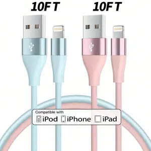 10FT USB-A for Lightning Charging Cable, Portable Charger Data Cable Compatible with iPhone 14/13/12ProMax/12Mini/11 Pro/XS Max/XR/X/8/7/6Plus