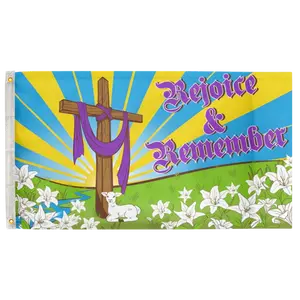 Rejoice & Remember 3'X5' Flag 100D Polyester (90cm x 150cm) Christian Flag (C25) RolFlags