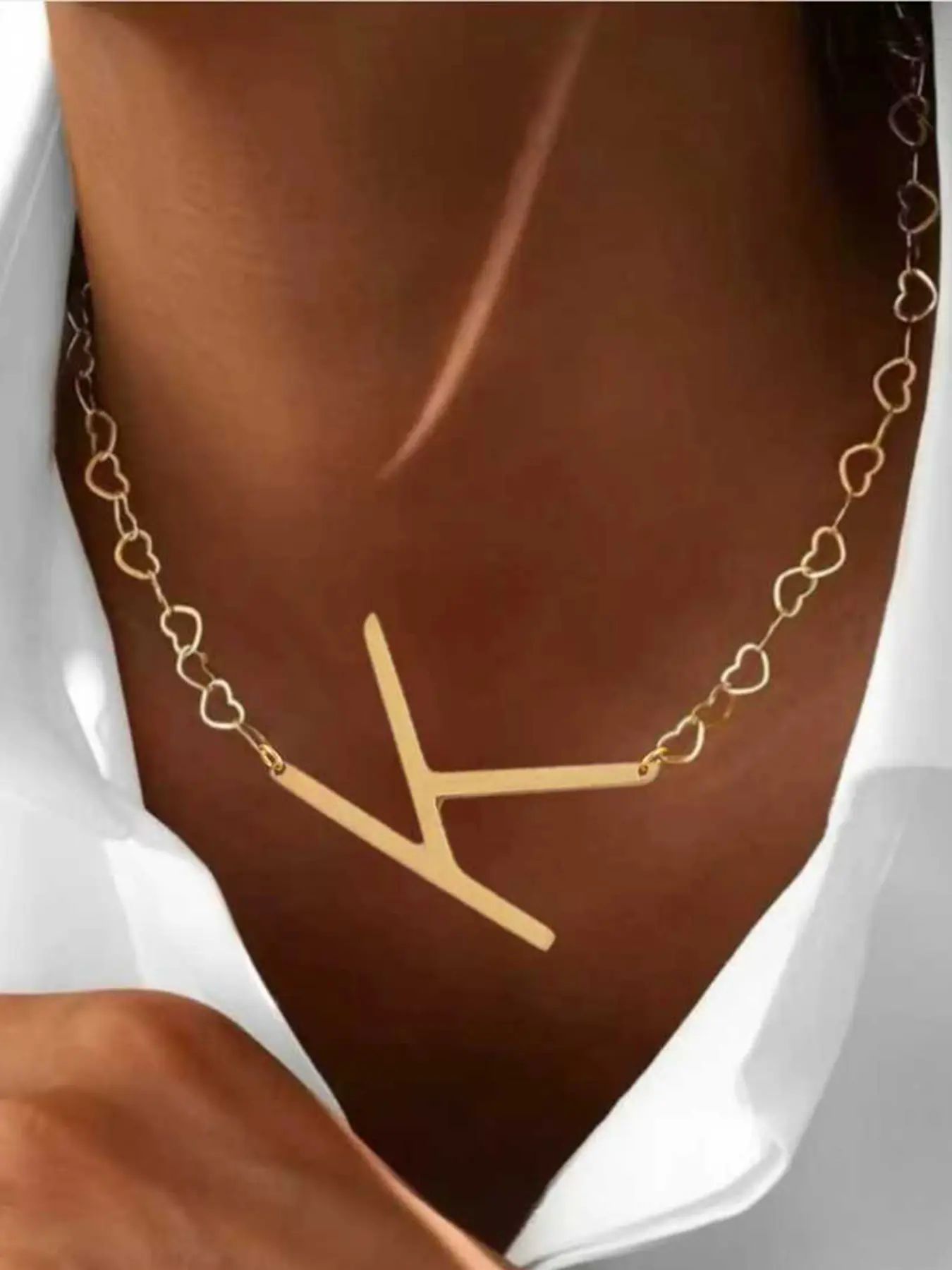 Letter Alphabet Detail Pendant Necklace for Women, Elegant Stainless Steel Dainty Heart Chain Jewelry, Fashionable All Season Accessory, Dainty Initial Necklaces