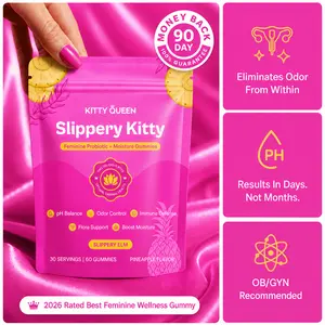 Buy 3 + Get 2 x Kittyqueen - Slippery Kitty Feminine Probiotic + Moisture Gummies - All in One Solution with Slippery Elm 60 Count Pineapple Flavor