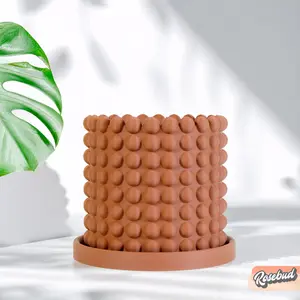 Ring of Pearls Planter Pot with Drainage and Drip Tray, Multiple Sizes and Colors