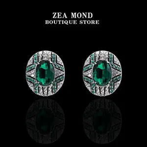 Copper alloy synthetic cubic zirconia fashion earrings G-ZH-149