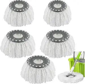 5PCS Round Spin Mop Head Replacements – Universal Microfiber Refills for Hurricane & Spin Magic Mops