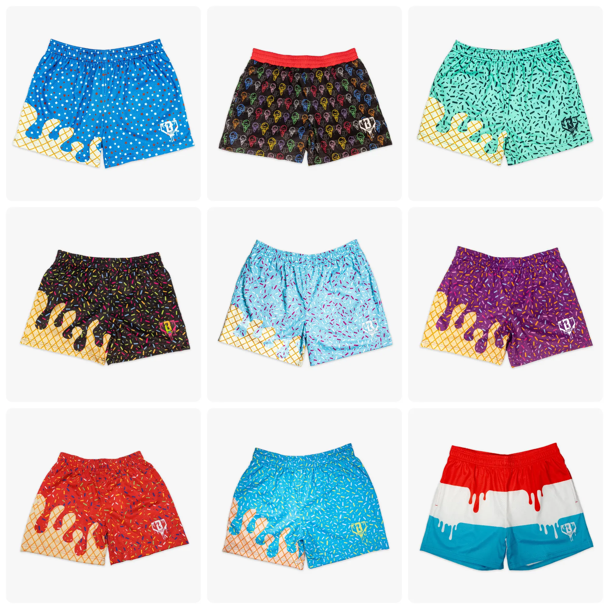[ Baseball - Lifestyle - 101 ] Mesh Shorts - Kawaii Graphic Workout Shorts for Men – Summer Ice Cream, Mini Cones & Rocket Pop Graphic Athletic Shorts