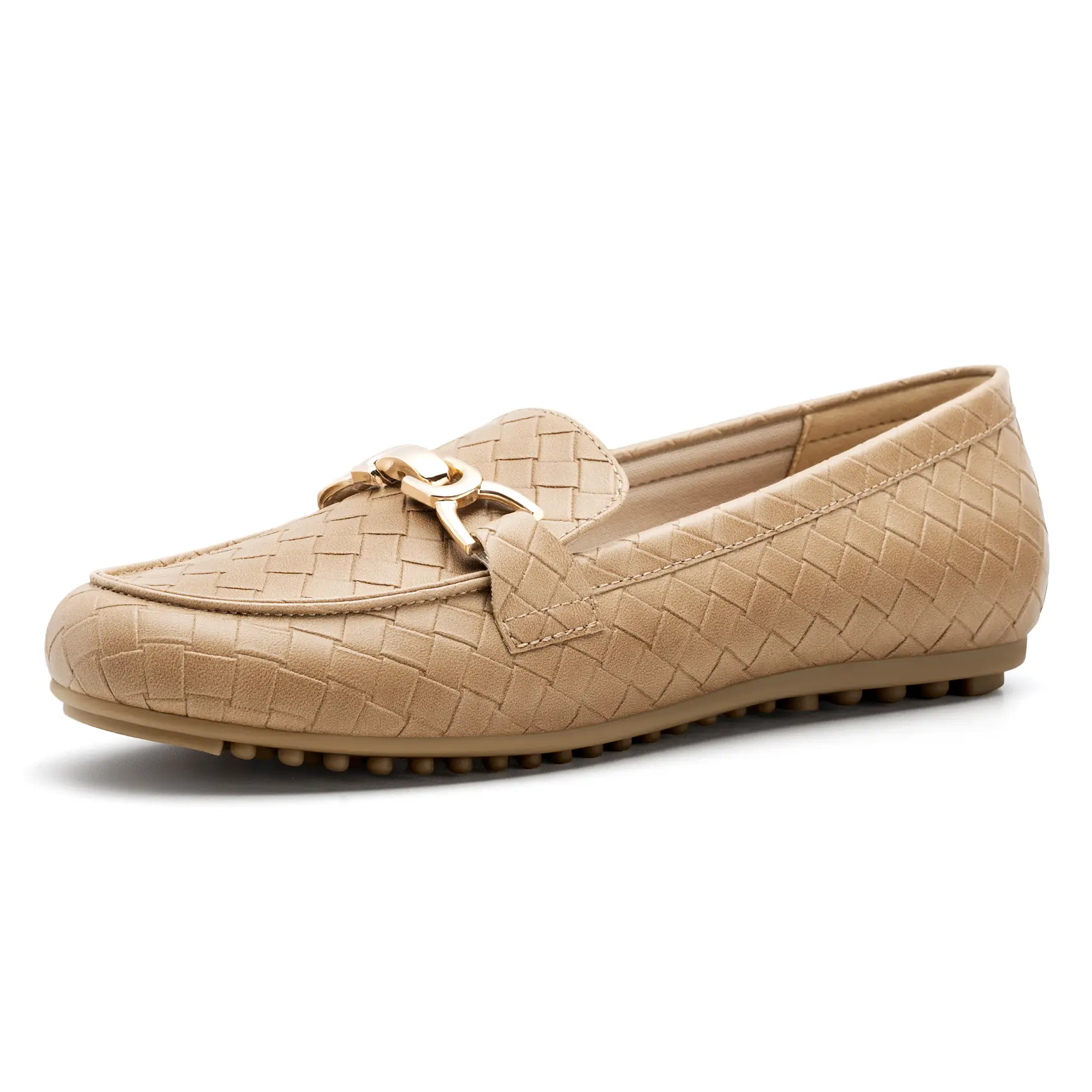 FITORY Women's Comfortable Memory Foam Horsebit Loafers, Lightweight Slip-On Flats with Arch Support & Round Toe for Everyday & Casual Style
