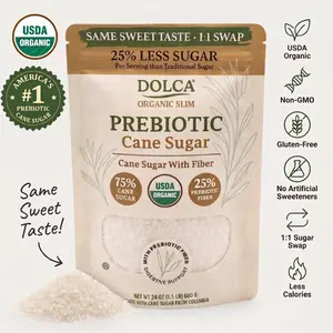 Organic Dolca Slim Natural Fiber Prebiotic Cane Sugar, Real Sugar Taste Sweetener for Baking, Coffee, and Everyday Use, Certified Organic, Easy Cup for Cup Swap, No Strange Aftertaste, Made for Bakers and Sweet Lovers Healthy Ingredients