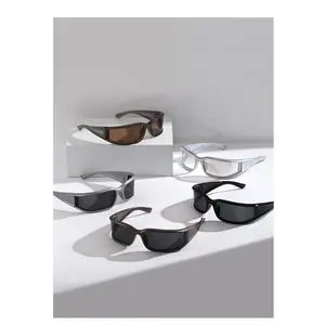 Y2K Futuristic Sports Sunglasses for Men Women, Windproof Wrap Around Shades, UV Protection Trendy Cool Eyewear for Cycling Hiking Beach Outdoor Activities