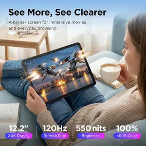 TCL TAB A1 Plus Android Tablet, 12.2” 2.4K 120Hz Display, 10GB RAM (6GB+4GB), 128GB Storage, AI Tools, 8000mAh Battery, Android 16, Quad Speakers, Tablet for Work, Study & Entertainment