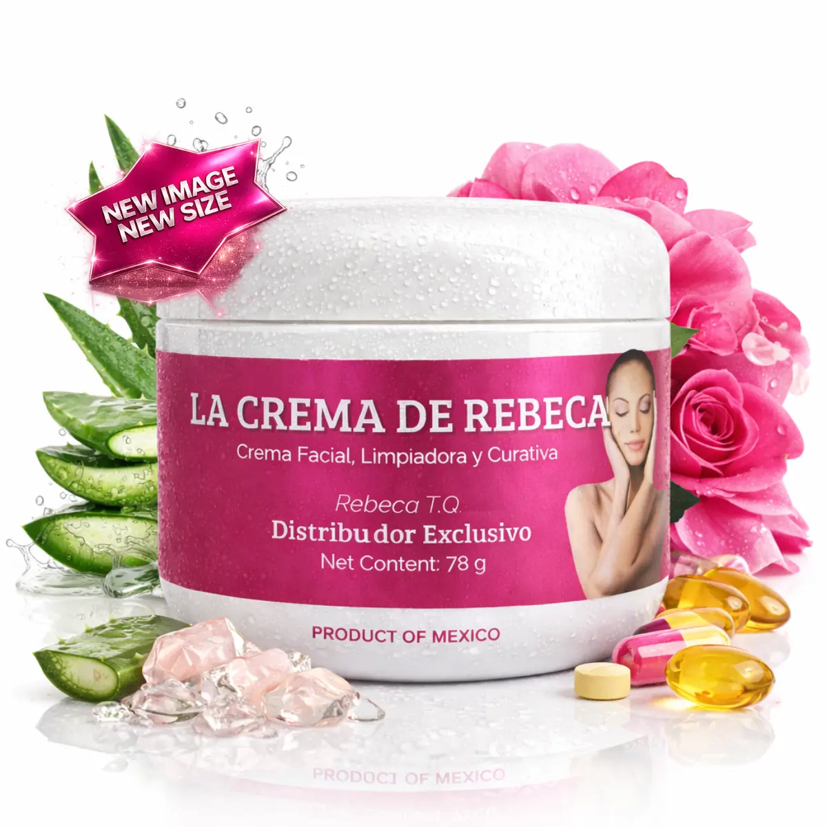 VIRAL New Image - New Size! Crema Rebeca Facial Cream for Dark Spots, Acne and more, Moisturizer Skincare Net Wt. 4 Oz - La Original de Mexico