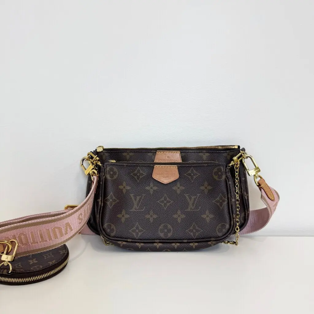 Pre-owned Louis Vuitton France Crossbody Bags Pink Monogram Multi Pochette