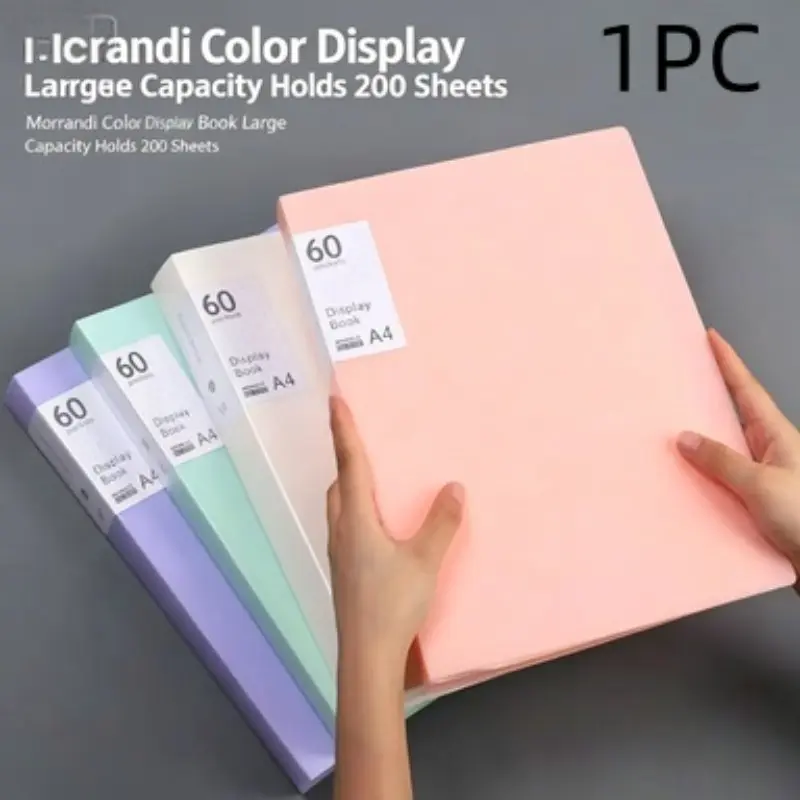 Morandi Color A4 Binder, Plastic Portfolio Folder for School, Office & Home Use, Durable Office Paper Organizer for Documents, Important Document Organizer, Essential Stationery Item, File Storage Folder, Filing Folders