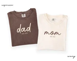 Mom And Dad Shirt Est 2026 , Matching Parents Tee, Custom Pregnancy Reveal Gift, New Mom Dad, Baby Announcement, Full Sizes Full Colors- mama shirts-men's clothing