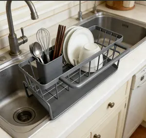 Easter Decor Black Metal Rustproof Kitchen Organizer - Multifunctional Countertop & Sink Storage Rack for Dishes, Utensils & Produce