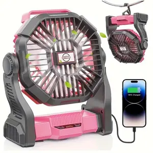Charging+lighting+fan Three In One Electric Fan Camping Fan Battery Powered Fan, with LED Lantern Portable Camping Fan Suitable for Tents, Timer And Rotating Charging Fan Battery, Suitable for Barbecue Or Travel Operation Fan
