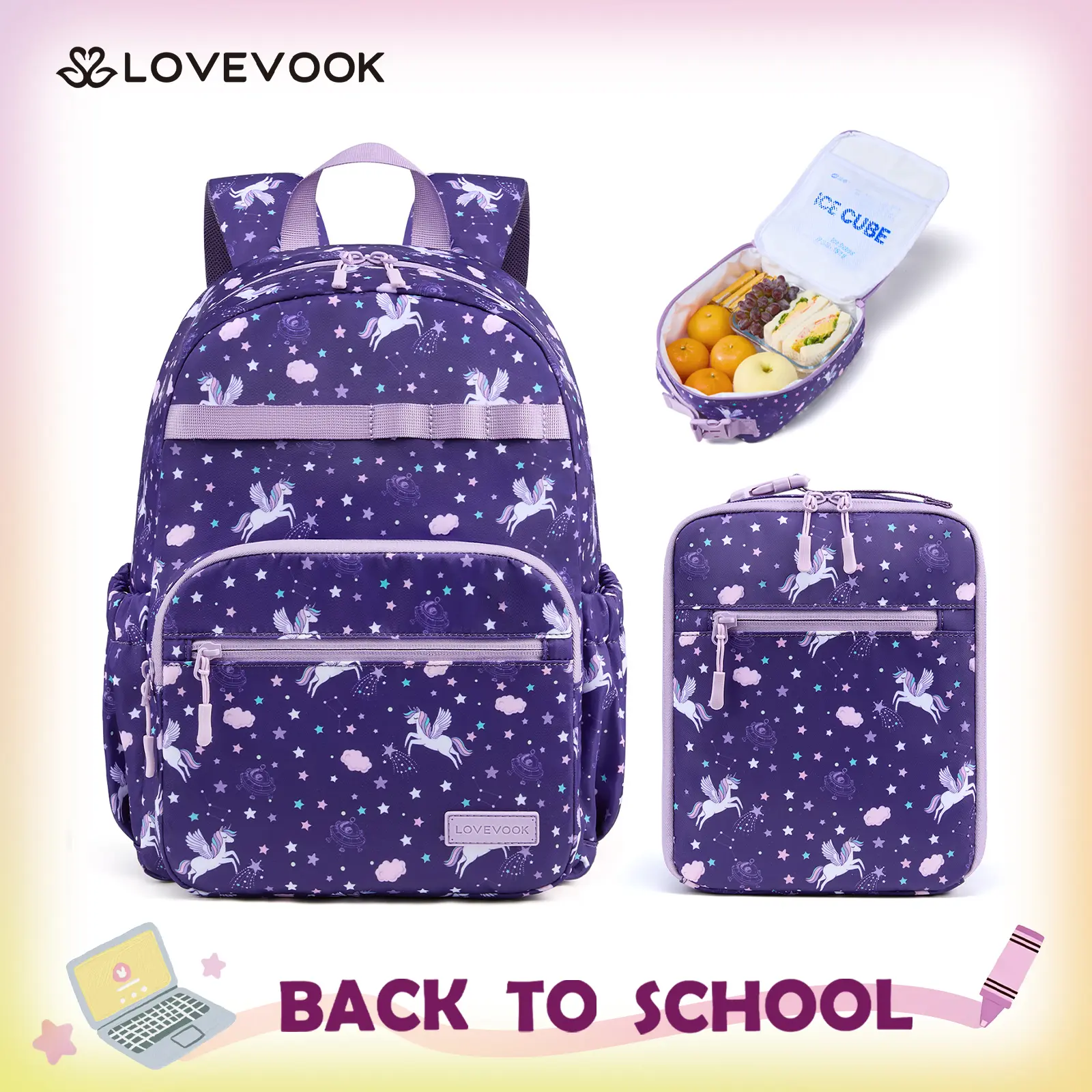 LOVEVOOK Cute Kids Backpack for 4-7 Years Old, Lightweight Waterproof, Toddler Backpack, Preschool Kindergarten School Bag for Boys Girls with Adjustable Straps