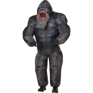 Godzilla vs. Kong Adult Inflatable Godzilla Costume, Kaiju Costume, Realistic Gorilla Costume, Deluxe, Full Body Gorilla Suit Halloween Costume, Funny Animal Costume for Adults, King Kong Costume, Furry Gorilla Costume, Monkey Costume