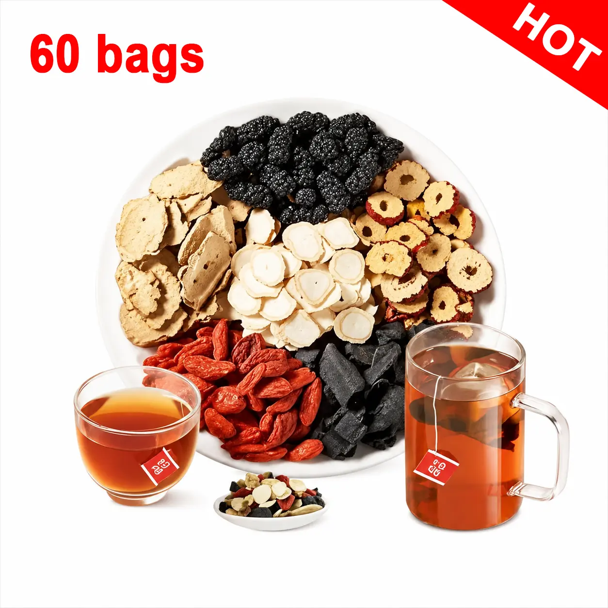 Organic Ginseng-Eight Treasure Tea Kidney Tea Formula Natural Herbal Scented Tea Reddate Wolfberry Mulberry Natural Herbal Beverage