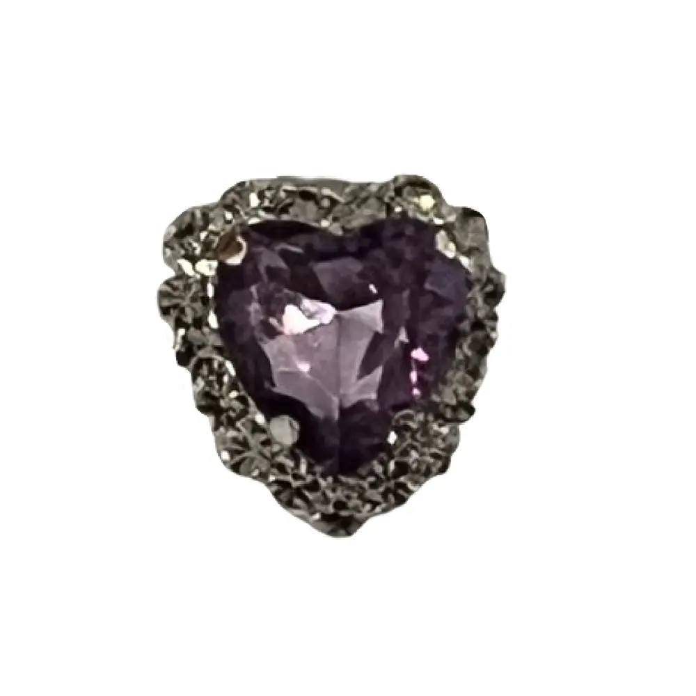 Purple Rhinestone Heart Charm - 2 Pack