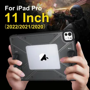 Gaming Case for iPad Pro 11-inch 4th/3rd/2nd gen 2022/2021/2020-deal for PUBG/COD, Detachable Grip for Stable Control,ipad Folio with Pencil Holder, Auto Sleep/Wake, Hollowed-Out Design (Black)
