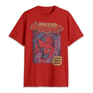 Marvel Men's Short-Sleeve Spider-Man Distressed Amazing Spider Men's Graphic Tees, Menswear T-Shirt