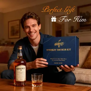 ANGRYICY 2026 New Electric Cocktail Smoker Kit for Whiskey  Lovers Butane-free Rechargeable with 6 Wood Flavors Durable Valentine's Gift for Dad&husband Party