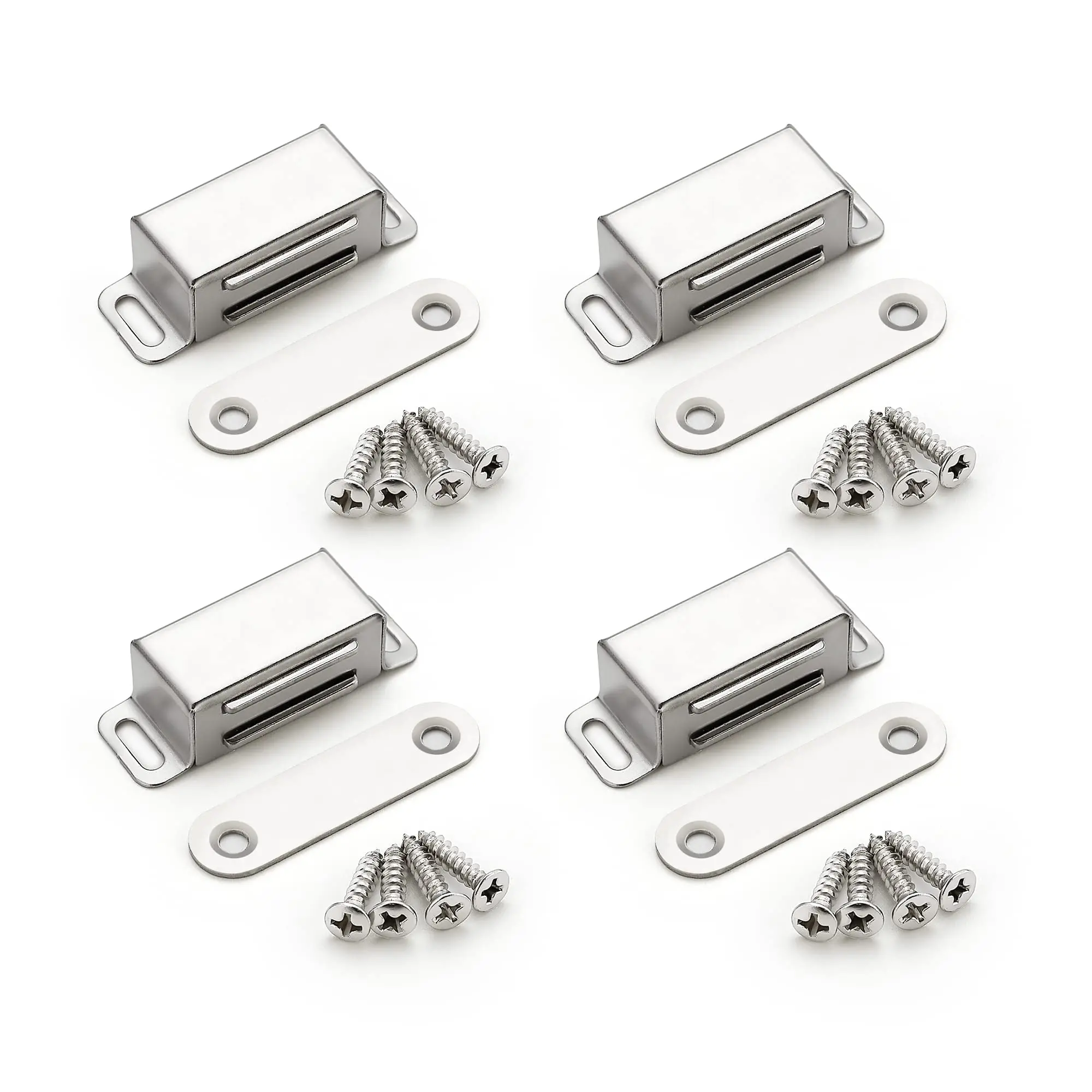 Ravinte Magnetic Door Catch, Brushed Satin Nickel Cabinet Magnets, Strong Cabinet Magnetic Catch Latch, Stainless Steel Magnetic Closures for Kitchen Cabinets Drawer Cupboard Closet