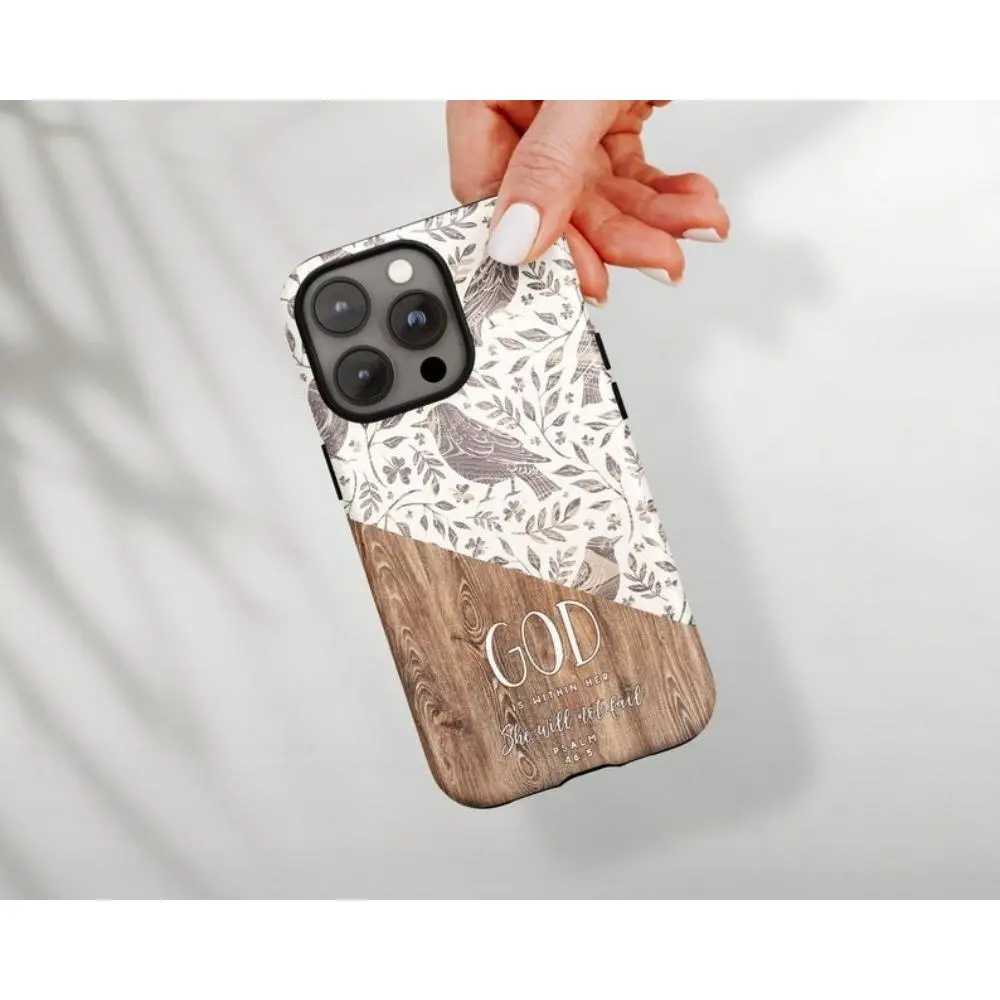 Christian Phone Case Psalm 46:5 Quote - Wood Grain, Nature Style Suitable for IPhone17 11 12 13 14 15 16 Pro Max Air Plus