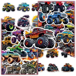 50 Sheets Monster Truck Stickers for DIY Crafting, Scrapbooks, Phone Cases & Luggage - Creative, Fun Designs for Kids
