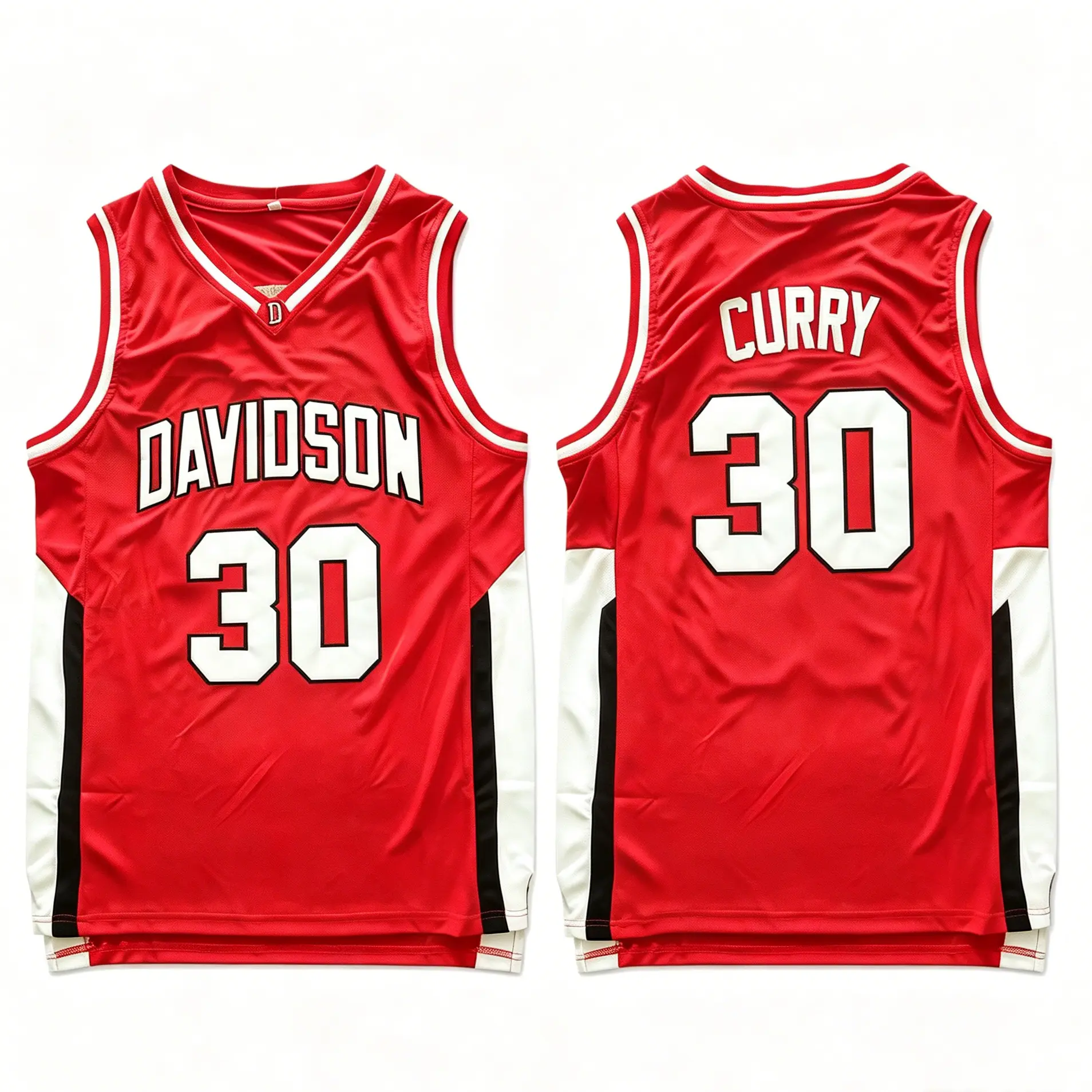 Male #30 SC Davidson University Curry Embroidered Basketball Jersey, Breathable Sweat-Absorbing Polyester Sports Top, S-XXL Professional Sports Apparel for Outdoor Fans, Machine Washable, Cold Wash Only, Do Not Dry Clean