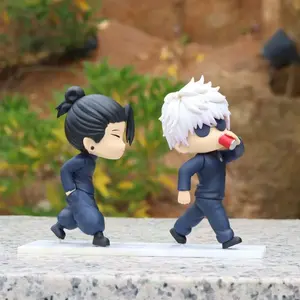 Jujutsu Kaisen Chibi Q-Style Anime Action Figures Set - Blindfolded Satoru Gojo Standing, Geto Suguru Standing, Detailed Paint PVC Plastic Model Ornament, Cute Novelty Toy for Anime Fans