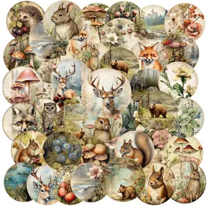 96pcs Animal Forest Themed Decorative Sticker Sheets, Sticker Set, Decorative Collage Decal, DIY Decorative Sticker For Scrapbooking, Stationery Computer Water Bottle Skateboard
