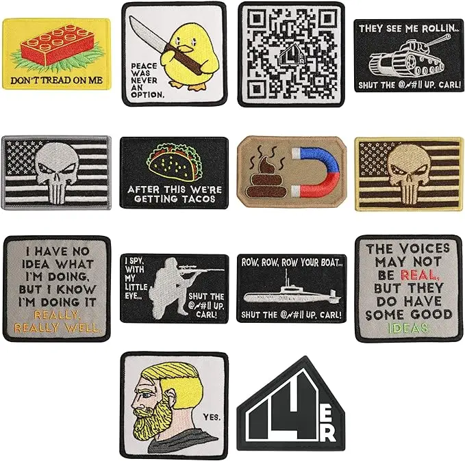 Military Morale Patches | Rick Roll Morale Patch,Airsoft Patches,Tactical Patches,Military Patches for Backpacks,Tactical Vest Patches,Backpack Patches | Morale Patch Bundle (14-Pack)