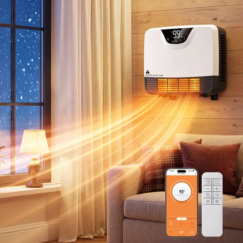 【Halloween Sale】New Smart WiFi Wall Heater and Fan, APP & Remote Control Electric Heater 1500W, Energy Saving ECO Mode, Wall/Floor Mounted, Adjustable Thermostat, 3 Heating Modes, 24H Timer for Bedroom Office Living Room