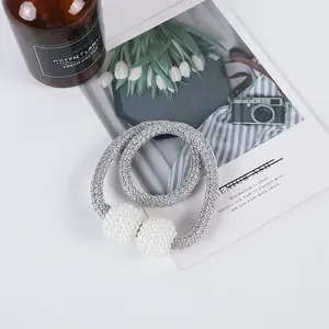 6-piece curtain strap set with pearl magnetic curtain straps, light luxury non perforated curtain buckles, woven rope curtain straps, pearl curtain straps, curtain decoration straps, non installation curtain closure straps