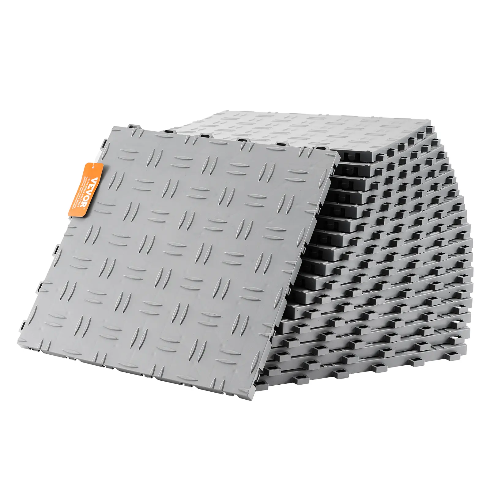 【Summerfinds】VEVOR Garage Tiles Interlocking 12 x 12 x 0.53 inch 25 Pack Garage Floor Covering TilesNon-Slip Double-Sided Texture Garage Flooring Tilesfor GaragesBasementsRepair ShopsSilver