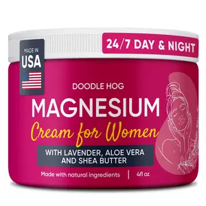 DOODLE HOG Magnesium Cream for Women Lavender Scent - Soothing Relief & Relaxation with Calendula, Aloe Vera, Shea Butter - Topical Magnesium Cream for Sleep - USA Made - (4 oz, Lavender)